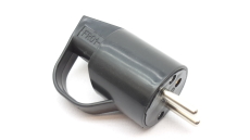 Prise male secteur noire 230V 16A norme FR avec poignée