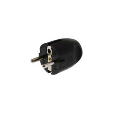 Prise male secteur noire 230V 16A prise terre française et allemande câblage latéral