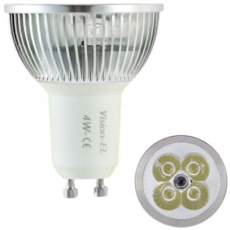 Lampe à 4 leds 4 X 1W blanc lumiere du jour 6400K GU10 230v graduable ** fin de série **