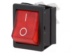 Interrupteur à bascule bipolaire 16A Rouge avec temoin lumineux
