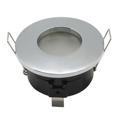 Plafonnier rond fixe étanche finition chrome pour dichroique halogène ou led 50mm