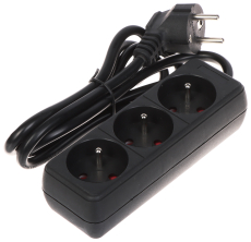 Multiprise noire 3 prises 16A 3x1.5mm2 1,3m rallonge
