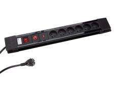 Multiprise noire 6 prises 16A inter et protection 1,5m rallonge