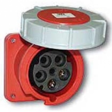 embase P17 femelle 125A Tétrapolaire 5 points IP66/67  rouge