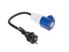 Cordon adaptateur pour caravane P17 16A mono bleu femelle vers prise male standard