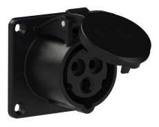 Embase P17 femelle 16A monophase 3 points 240V IP44 noire montage sans vis
