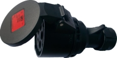 Prise P17 femelle 16A tétrapolaire 5 broches  IP44 noire spécial spectacle Turbo Twist