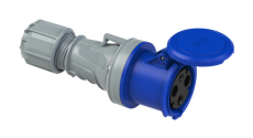 Prise P17 femelle 63A monophasé 3 broches IP44 compatible Hypra