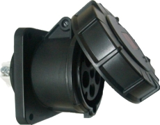 embase P17 femelle 63A  tétrapolaire 5 broches IP66/67  noire