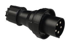 Prise P17 male 125A Tétrapolaire 5 points IP67 noire
