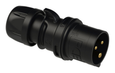 Prise P17 Male 16A monophase 3 points 240V IP44 noire montage sans vis Turbo Twist - PCE