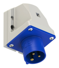 Socle P17 male incliné 16A Monophase 3 points IP44 standard à vis