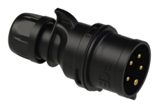 Prise P17 male 32A  tétrapolaire 5 broches IP44 noire