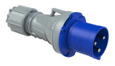 Prise P17 male 63A monophasé 3 broches IP44 compatible Hypra