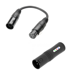 Pack Accessoires DMX Accu Cable - Adaptateur XLR 5M/3F + Testeur Signal DMX 3 Broches