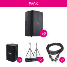 Pack 2x Enceintes Actives Bluetooth Nova 15A 350W + Housses + Accessoires