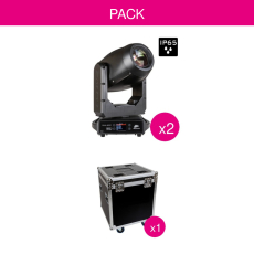 Pack 2 Lyres LED Spot 300W IP65 WDMX + 1 Flightcase 12