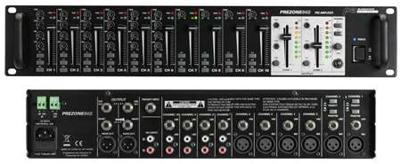 Mixer PA 6 micros + 4 lignes et 2 sorties - 2U  Audiophony PREZONE642