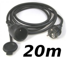 Rallonge 20m cordon prolongateur HO7RN-F 3 X 1.5mm² noir IP44