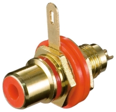 Embase RCA rouge isolée et dorée à souder