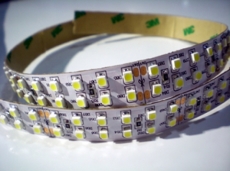 Ruban LED double 24V Blanc Neutre 4000K 1200 LEDs rouleau de 5 m 240leds/m 3528 sur fond blanc IP20