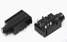 Embase jack 6.35mm stéréo PJ-604A avec contacts (9pins) - boîtier à souder sur carte et montage panneau