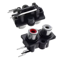Embase socle RCA femelle double vertical noire avec 2 points de fixation