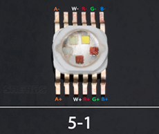 Led BGRW-A 5 couleurs - 6 pattes 12W