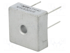 Pont de diodes NTE5326W 600V 25A à souder sur circuit avec pattes de composants carré THT