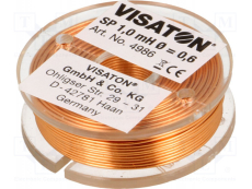 Inductance self pour filtre audio 1mH 1,3ohms Øfil:0,6mm ØxH:12x37mm