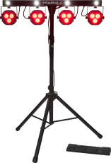 STAGEBAR-II Algam Lighting – Set de projecteurs led PAR + Derby + Strobe + laser avec stand et housse