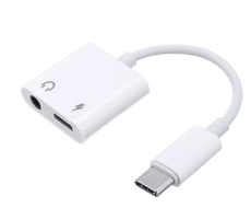 Adaptateur USB-c avec sortie Casque mini Jact TRS et repiquage USB-C pour alimentation