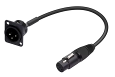 Patch avec embase XLR mâle 3 broches vers fiche femelle pré-cablé longueur 1m