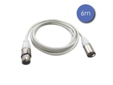 Câble XLR mâle vers XLR femelle 3 broches 6m blanc