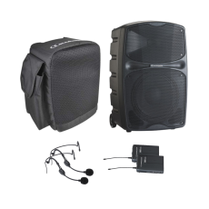 Pack Racer 120 F5 Audiophony Enceinte autonome Bluetooth 10 pouces 120W RMS  + 1 Housse + 2 Micros Serre tête + 2 Pocket