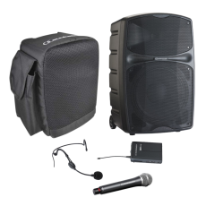 Pack Racer 250 F8 Audiophony Enceinte autonome Bluetooth 12 pouces 250W RMS + Housse + Micro Serre tête + Micro main