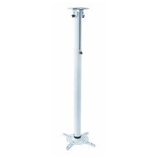 Support plafond pour vidéoprojecteur, Orientable et inclinable, Hauteur réglable 70-117 cm, Coloris blanc.