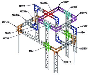 Angle 4 départ en croix de structure Vertical échelle ASD AEX41V