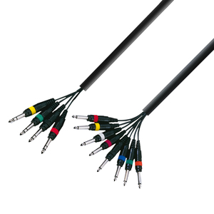 Câble multipaire 4 Jack TRS stéréo Mâles vers 8 Jack Mono 6.35 long 3m