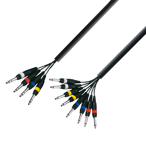 Câble multipaire 4 Jack TRS stéréo Mâles vers 8 Jack Mono 6.35 long 5m