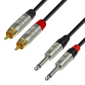 Câble Audio REAN 2 x RCA mâle vers 2 x Jack 6,35 mm mono 90cm