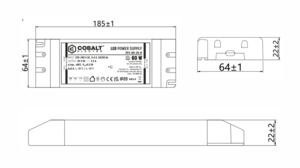 PFV 24V 60W Cobalt - Alimentation 230V vers 24V continu DC 60W 2,5A IP21