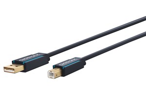 Câble Clicktronic USB A 2.0 vers USB B professionnel 1m80