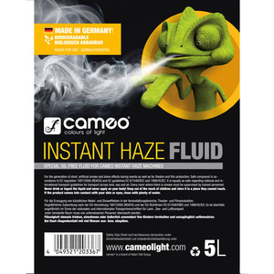 Liquide à brouillard Cameo INSTANT HAZE FLUID 5L Spécial sans huile pour machines à brouillard Cameo.