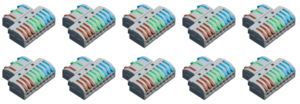 FastCon-1333POW Contest Architectural Lighting - Lot de 10 connections rapides avec couleurs Phase terre neutre 3 x 1 entrées vers 3 x 3 sorties