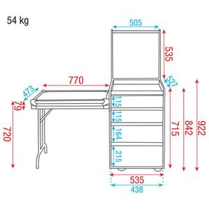 Rack 4 tiroirs 12U avec couvercle table