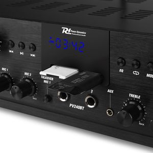 PV240BT Power dynamics - Amplificateur 8 x 50W 4 zones FM - USB - Bluetooth