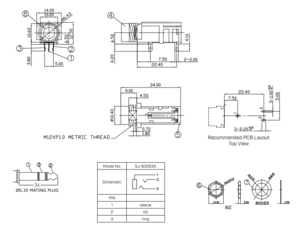 Embase Jack stereo femelle 6.35mm pour façade