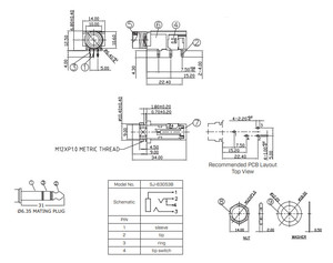 Embase Jack stereo femelle 6.35mm pour façade