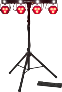STAGEBAR-II Algam Lighting – Set de projecteurs led PAR + Derby + Strobe + laser avec stand et housse